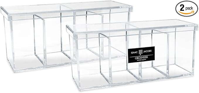 Isaac Jacobs 2-Pack 4-Compartment Clear Acrylic Organizers by IsaacJacobs