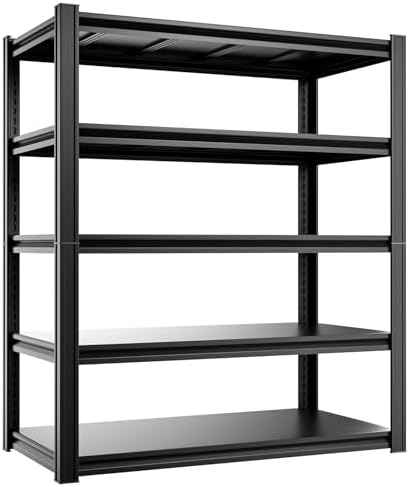 5-Tier 40”W X 20”D X 72”H Heavy Duty Garage Storage Shelves 2500LBS Basement Shelving Heavy Duty Adjustable Unit Rack Metal Rack(Black)