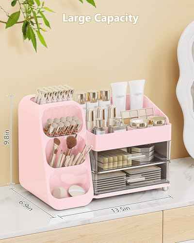 Anylady Large Capacity Makeup Organizer Countertop with Makeup Brush