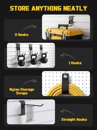 24 Pack Slatwall Accessories, Heavy Duty Slat wall Hooks & Storage Straps