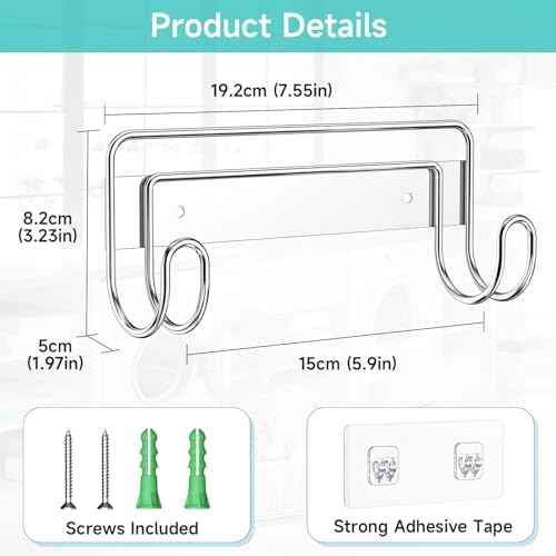 Ironing Board Hanger Wall Mount, Ironing Board Holder for T or Y Leg, Stainless Steel Iron Board Hanger, Laundry Room Wall Hook for Iron Board Holder (Silver)