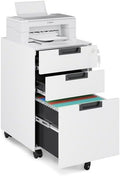 Mobile File Cabinet, 3 Drawer Locking Storage Filing Cabinet, Office Metal by LISSIMO