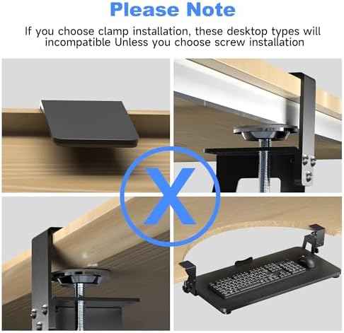 XINLEI Keyboard Tray Under Desk Large C-Clamp 25.6” (30” Including Clamps) x 11.8” Slide-Out Platform Computer Drawer Pull Out Keyboard & Mouse Tray Black DSF4
