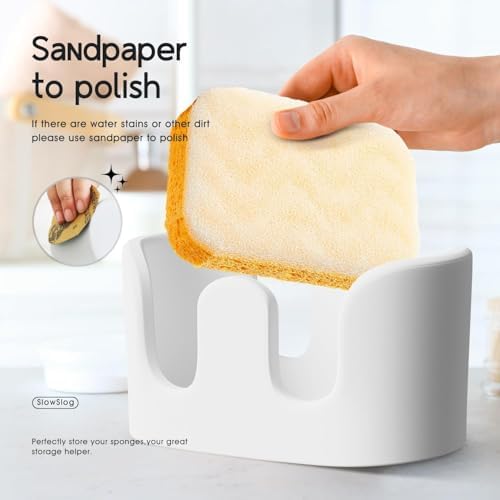 2 Pack Double Sponge Holder, Diatomite Stone Absorbent Sponge Stand