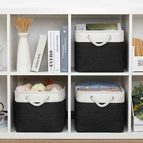 Bidtakay Black Storage Baskets for Shelves [3-pack] Collapsible