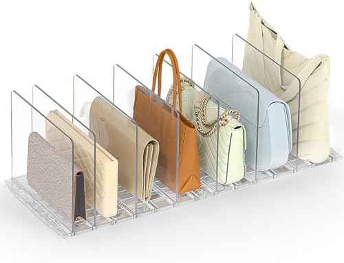 SortNStore Bag & Purse Organizer for Closet: Adjustable Clear Dividers