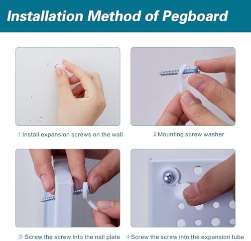 Pegboard Rack Garage Storage Steel Horizontal PegBoard Pack,Steel Pegboard Heavy Duty- 3 Pack 16-Inch X 36-Inch Metal Peg Board Tool Organization Panels (White)