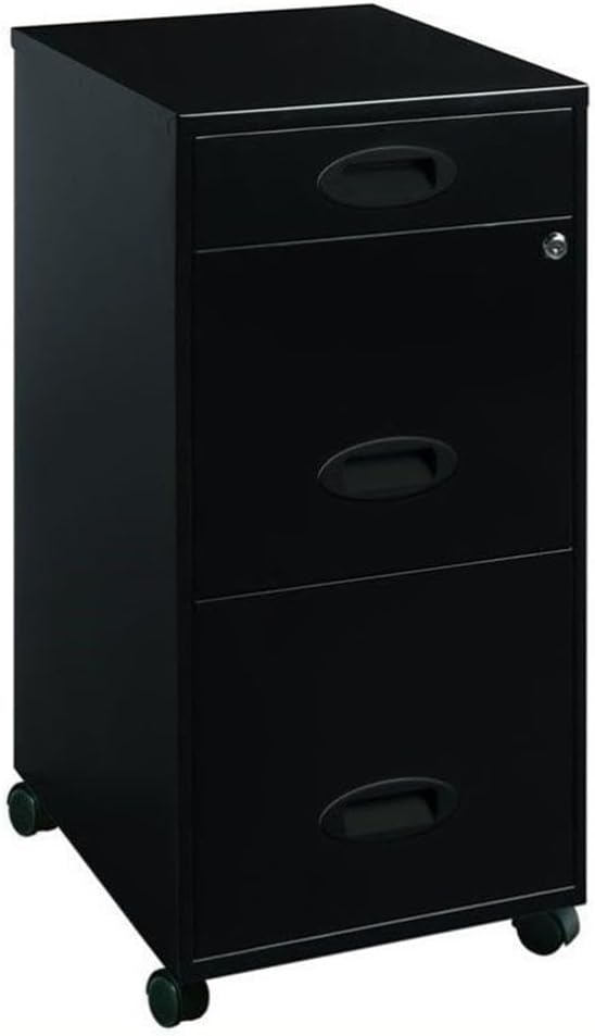Pemberly Row 3 Drawers 29.52" Vertical Black Metal Filing Cabinet Lockable by PEMBERLYROW