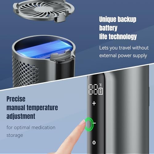 Insulin Cooler Travel Case TSA Approved – Portable Diabetic Medication Cooler with USB Charging & Backup Battery, Keeps Insulin at 0–18°C, Fits 1–7 Pens, for Travel & Daily Use (Titanium Gray)