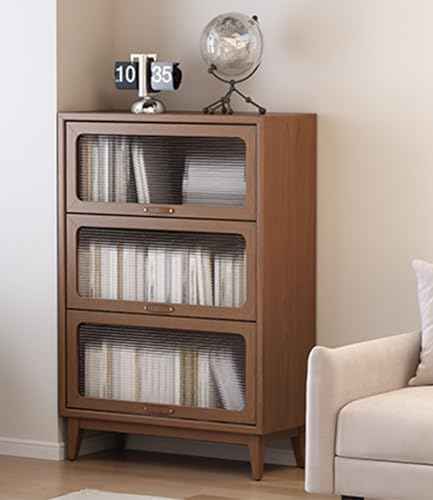AnywaysWood 46" H Solid Wood Bookcase,3 tireTall Black Book case with