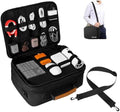 Extra Large Electronics Organizer Travel Case, Cable Organizer Bag with Shoulder Strap, Electronics Accessories Storage Double Layer Bags for Cord, Tablet, Headphone, Charger, Tools, DJ Gifts-Black