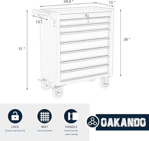 7-Drawer Metal Rolling Tool Chest with Wheels,Tool Storage Cabinet with Locking System，Toolbox with Wheels for Garage,Workshop, Repair Shop(Black, 7-Drawer)