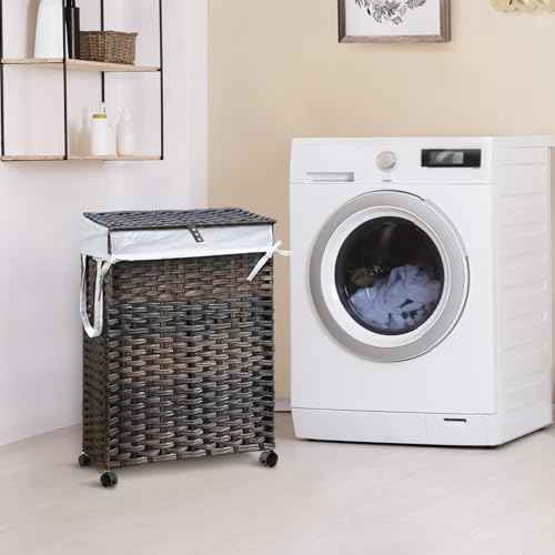 88L Slim Laundry Hamper with Wheels, 23.3 Gallon Rolling Laundry