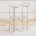 Acrylic Utility Rolling Cart,3-Tier Acrylic Bar Cart with Pulling Handle & 4 Wheels for Kitchen Living Room Dining Laundry,Clear Multifunction Small Spaces Rolling Serving (Size:29.13'' H,Color:Clear)