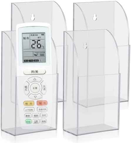4 Pieces Acrylic Remote Control Holder Clear Wall Mount Media