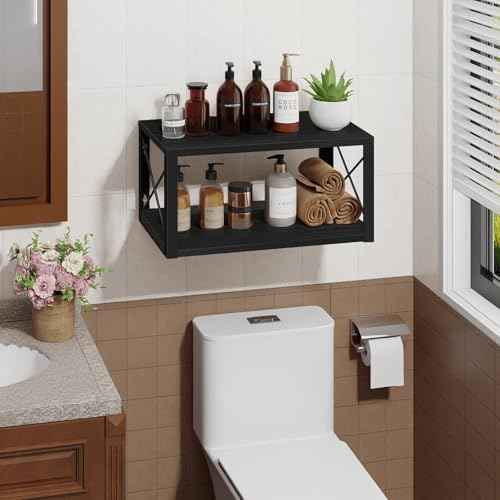 Homode Floating Nightstand, 2 Tier Wall Mounted Nightstand with Cable Hole