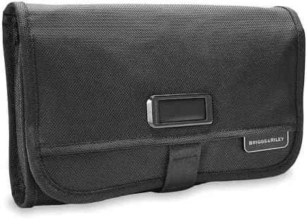 Briggs & Riley Slim Hangable Kit - Hanging Toiletry Travel Bags for Women & Men, Organizer for Vacation, Compact Dopp Kit for Bathroom Accessories, Makeup, & Skincare - Baseline Collection, Black