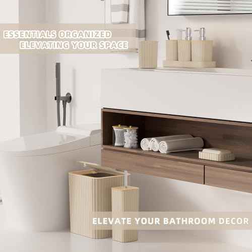 XLHOMO Bathroom Accessories Set - 10PC Elegant Beige Bathroom Set