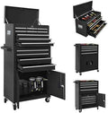 13-Drawer Double Door Rolling Tool Chest, 2 in 1 Detachable Tool Chest,Tool Box with Drawers and Wheels, Large Tool Cabinet with Lock, Metal Standing Toolbox for Garage Workshop-Black
