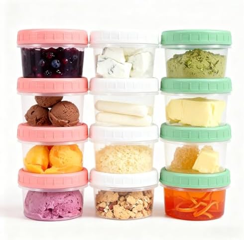 Food Storage Containers - 12 Pack 6.8 oz Freezer Storage Containers with Twist Top Lids, Leakproof, BPA Free, Microwave & Dishwasher Safe Takeout Container - Ideal for Soup and More