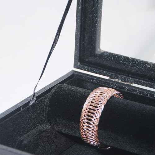 Bracelet Display Holder with Rods for Bangles Watches, Jewelry Organizer Box Storage Case with Clear Lid (Black)