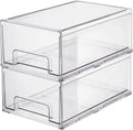 Clear Plastic Stackable Storage Drawers Bins, Perfect for Kitchen Pantry Organization and Storage, Under Sink Organizer, Pull Out Cabinet Organizer, Makeup, Bathroom Storage Containers for Organizing