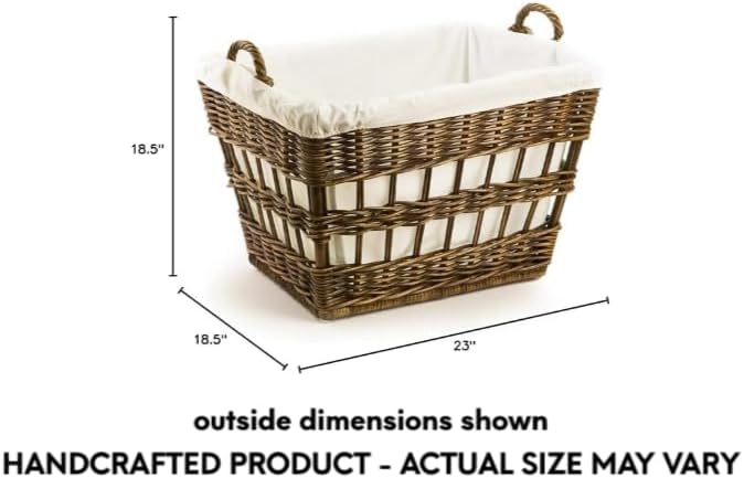 The Basket Lady Kubu Wicker French Laundry Basket, 23 in L x 18.5 in W x 18.5 - Image 6