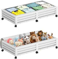 Wisuce 2 Packs Bamboo Under Bed Storage Organizer with Wheels White Large
