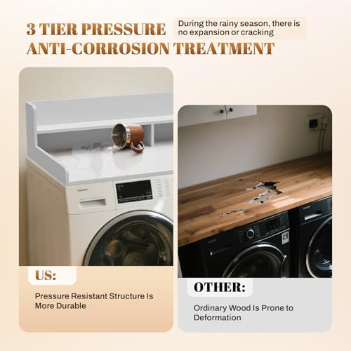 GCCSJ 2-Tier Washer Dryer Countertop 54x27.5" Laundry Machine Topper,White