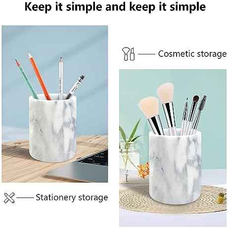 Marble Pencil Pen Holder for Desk,Makeup Brush Holder, Stand for Desk Marble Pattern Pencil Cup for Kids Durable Organizer Ideal Gift for Home, Office(gray).