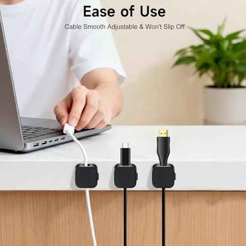 10 Pack Magnetic Cable Clips, Cord Organizer with Strong Adhesive