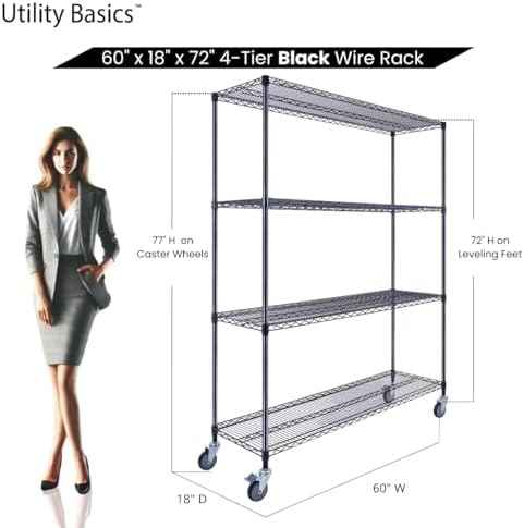 NSF Commercial 4-Tier Wire Shelving with Wheels, 60"x18"x72" Heavy