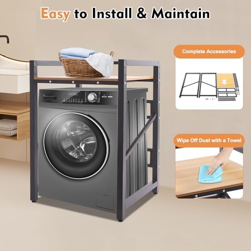 Washer Dryer Stacking Rack Stand, Heavy Duty Washing Machine Shelf, Black