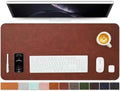 Distressed Leather Desk Mat - Non-Slip PU Desk Pad for Office and Home