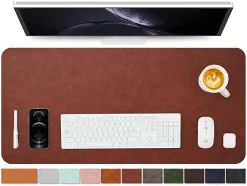 Distressed Leather Desk Mat - Non-Slip PU Desk Pad for Office and Home
