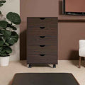 Naomi Home Taylor Storage Cabinet with 5 Drawers, Rolling Organizer Cabinet with Lockable Wheels, Handle-Free Design & Spacious Top Surface, Storage Unit for Home & Office - Espresso