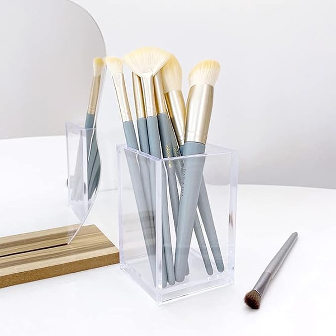 3 Pack Clear Acrylic Cosmetic Pencil Pen Holder Cup, Desk Acrylic Brushes - Image 5