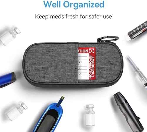 Gelozid Insulin Pen Cooler Travel Case Diabetic Medication Insulated Cool Organizer with 2 Reusable Ice Packs for Insulin Pen and Other Diabetic Supplies, for the Daily Life and Trip(Grey)