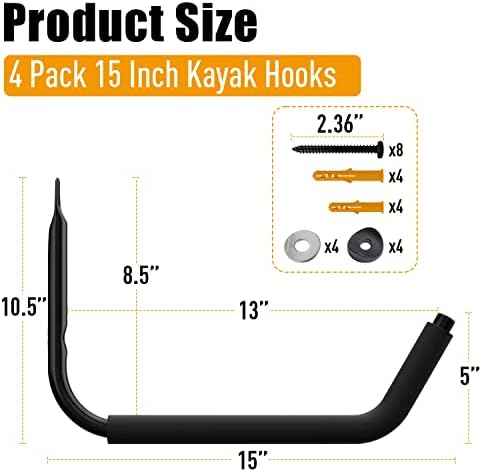 UNITEDPOWER Kayak Storage Racks, Garage Hangers, Wall Hooks for Canoe, Ladder, Bicycle, Folding Chairs, Surfboard, Snowboard, Hose and Tools, Indoor, Outdoor