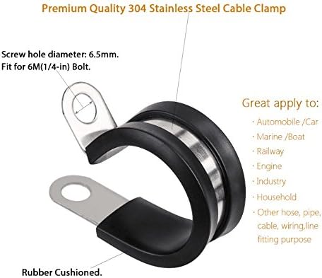 LOKMAN 20 Pack 7/8 Inch Stainless Steel Cable Clamp, Rubber Cushioned Insulated - Image 3