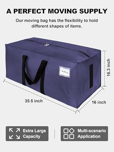 HOMESURE8 Pack 40 Gal Large Strong Moving Bags with Zippers & Carrying Handles - Water-Resistant - Heavy Duty Storage Tote for Space Saving, Fold Flat, Alternative to Moving Box (Blue)