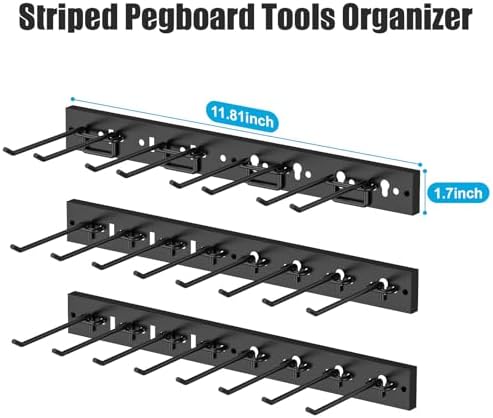 CCCEI 3 Modular Pegboard Strip Storage, Metal Peg Slat Wall Mount for