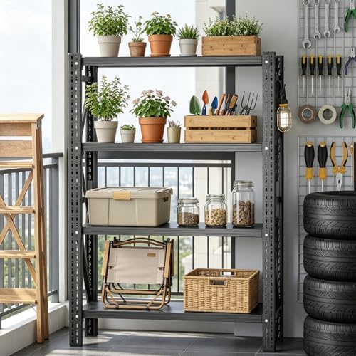 31.5''W Heavy Duty Storage Shelves, 2500LBS Metal Garage Shelving Units, 4 Tier Adjustable Large Industrial Shelves for Warehouse Workshop Basement (31.5''W x 13.8''D x 73.2''H)