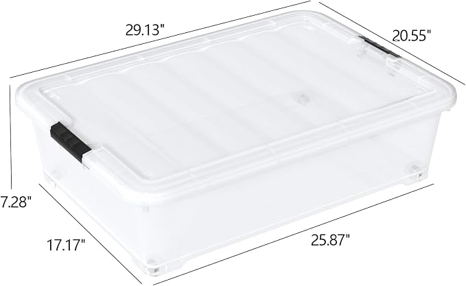 3-Pack 50 L Plastic Under Bed Storage - Image 2