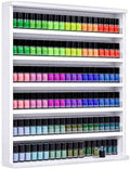Kikihouse Wood Nail Polish Rack, Wall Mount Nail Polish Organizer, 6 Layers Nail Salon Storage Display Shelves Perfume Bottles Essential Oil Holder w/Acrylic Baffle, White