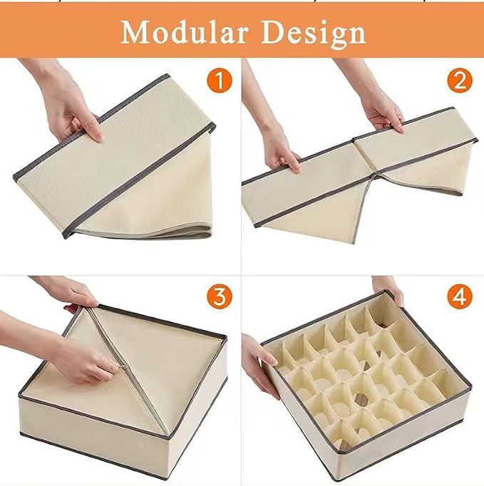 4 Piece Drawer Organiser, Collapsible Non-Woven Sorting Box, Closet Divider - Image 7