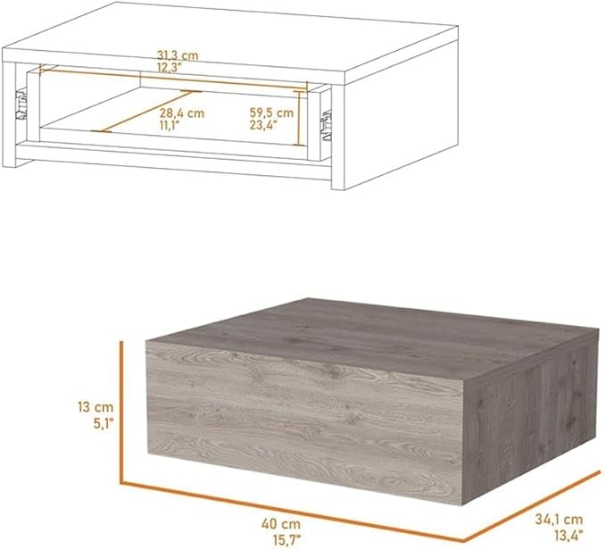 Vienna 1-Drawer Manufactured Wood Floating Nightstand, Light Gray - Image 3