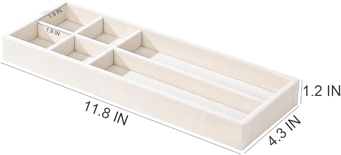 Divided Drawer Organizer Tray, Velvet Jewelry Storage Tray, Necklace Bracelet - Image 4