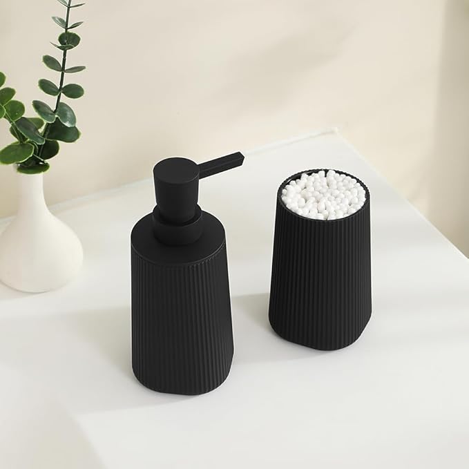 Bathroom Accessories 2 Piece Soap Dispenser and Toothbrush Holder Set Striped - Image 3