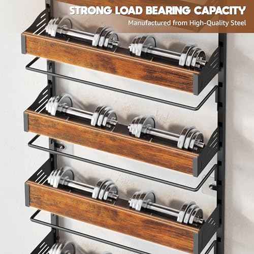 Over The Door Pantry Organizer, 8 Tier Spice Rack with Adjustable Wooden Basket, 2 IN 1 Wall Mount or Hanging Seasoning Organizer, Heavy-Duty Pantry Door Storage Shelf for Kitchen, Laundry Room